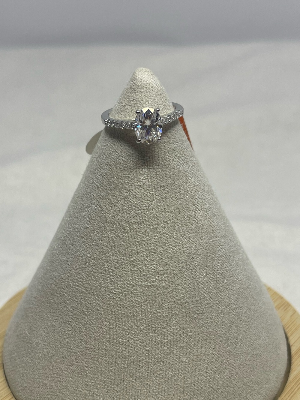 Solid Sterling Silver Oval Cut with Half Eternity Band - Moissanite
